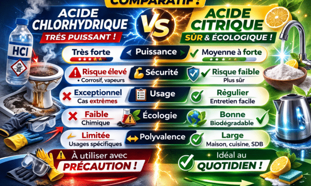 Acide chlorhydrique ou acide citrique : quelles différences pour le nettoyage ?