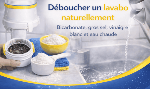 Déboucher un lavabo naturellement avec bicarbonate, gros sel, vinaigre blanc et eau chaude