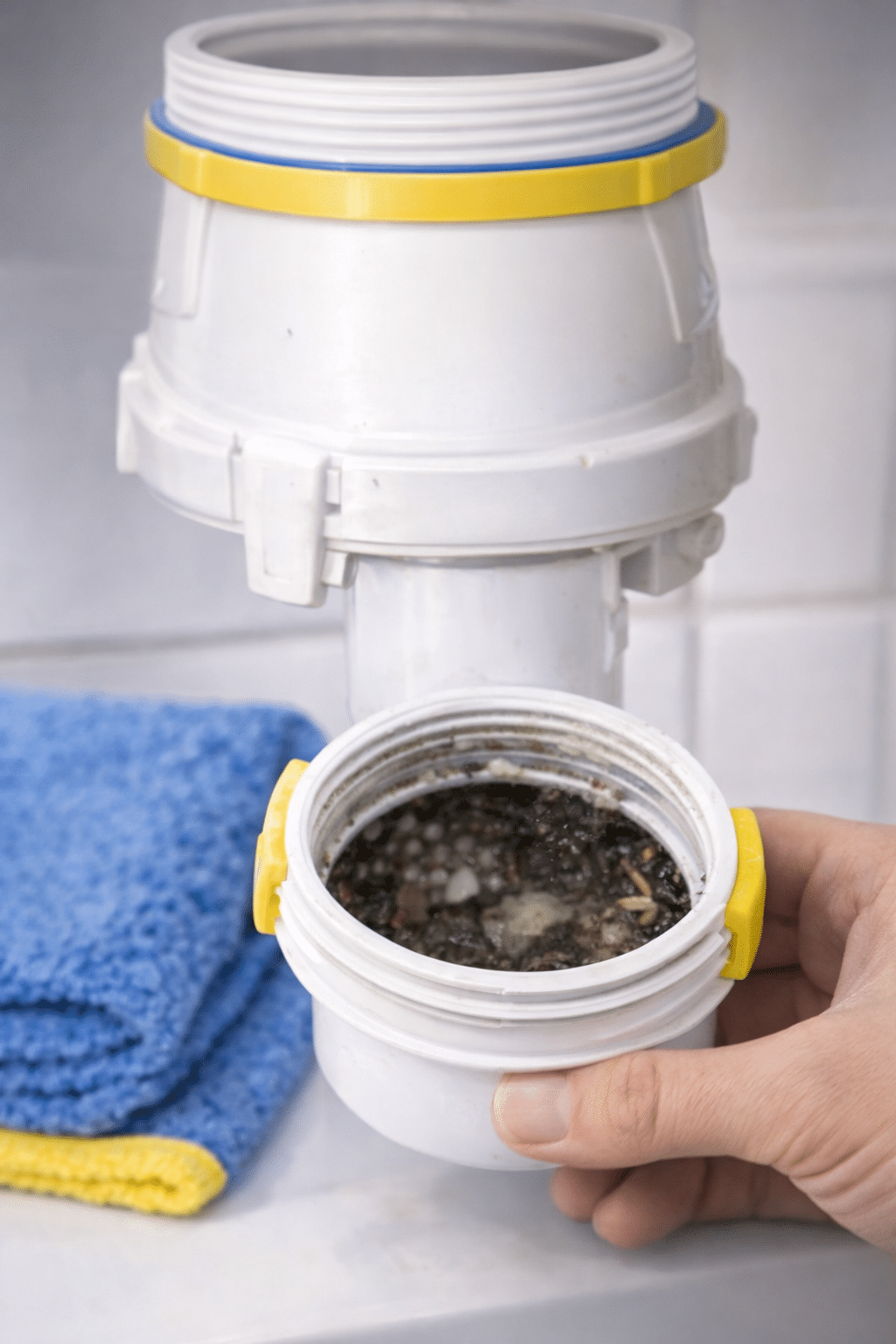 Nettoyage du siphon avant débouchage naturel