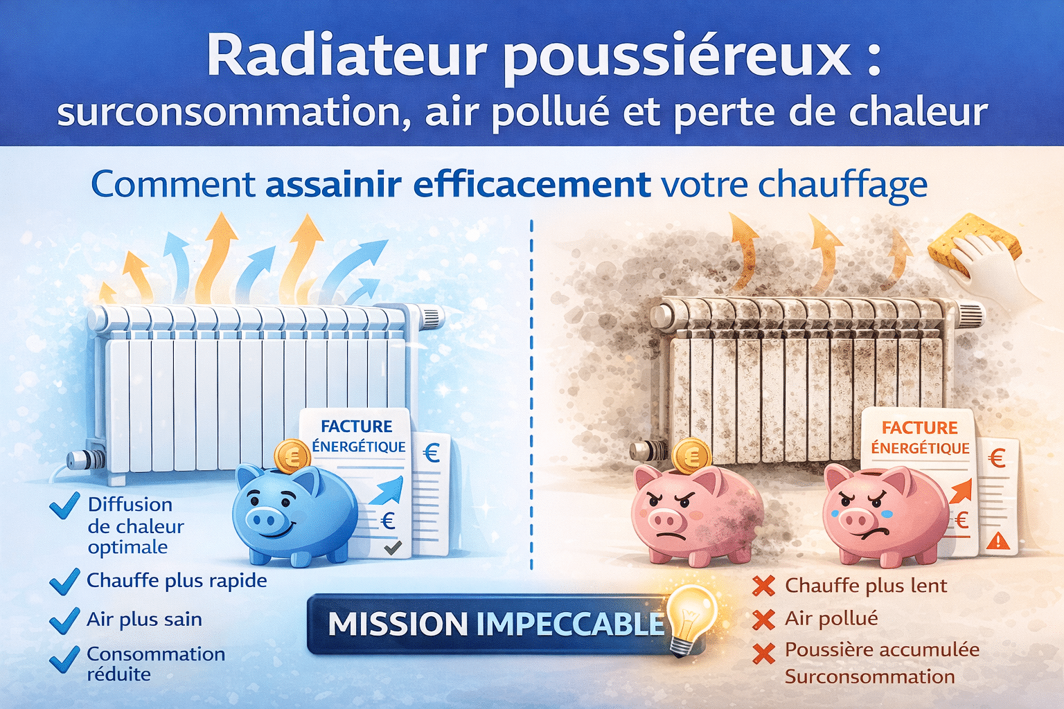 Radiateurs encrassés : pourquoi la poussière augmente votre facture de chauffage