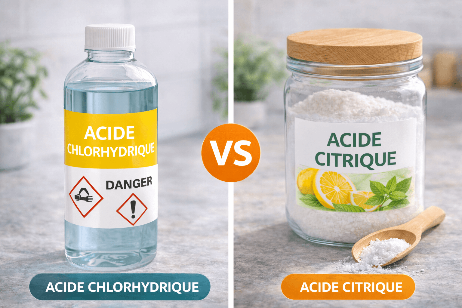 Acide chlorhydrique ou acide citrique : quelles différences pour le nettoyage ?