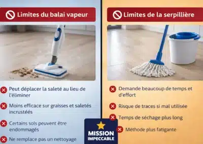 limite du balai vapeur et du balai